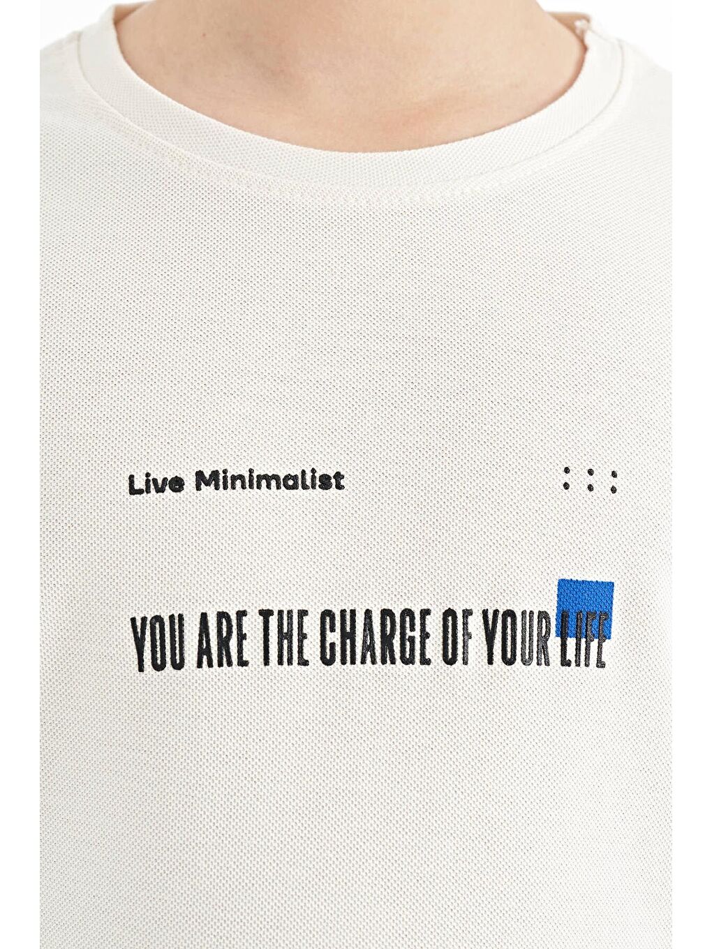 Ekru Baskı Detaylı O Yaka Standart Kalıp Erkek  Çocuk Tişört - 11117-2