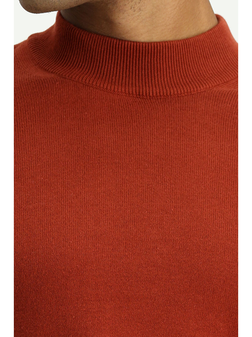 Kahverengi Bato Yaka Regular Fit Pamuklu Triko Büyük Beden Kazak-4