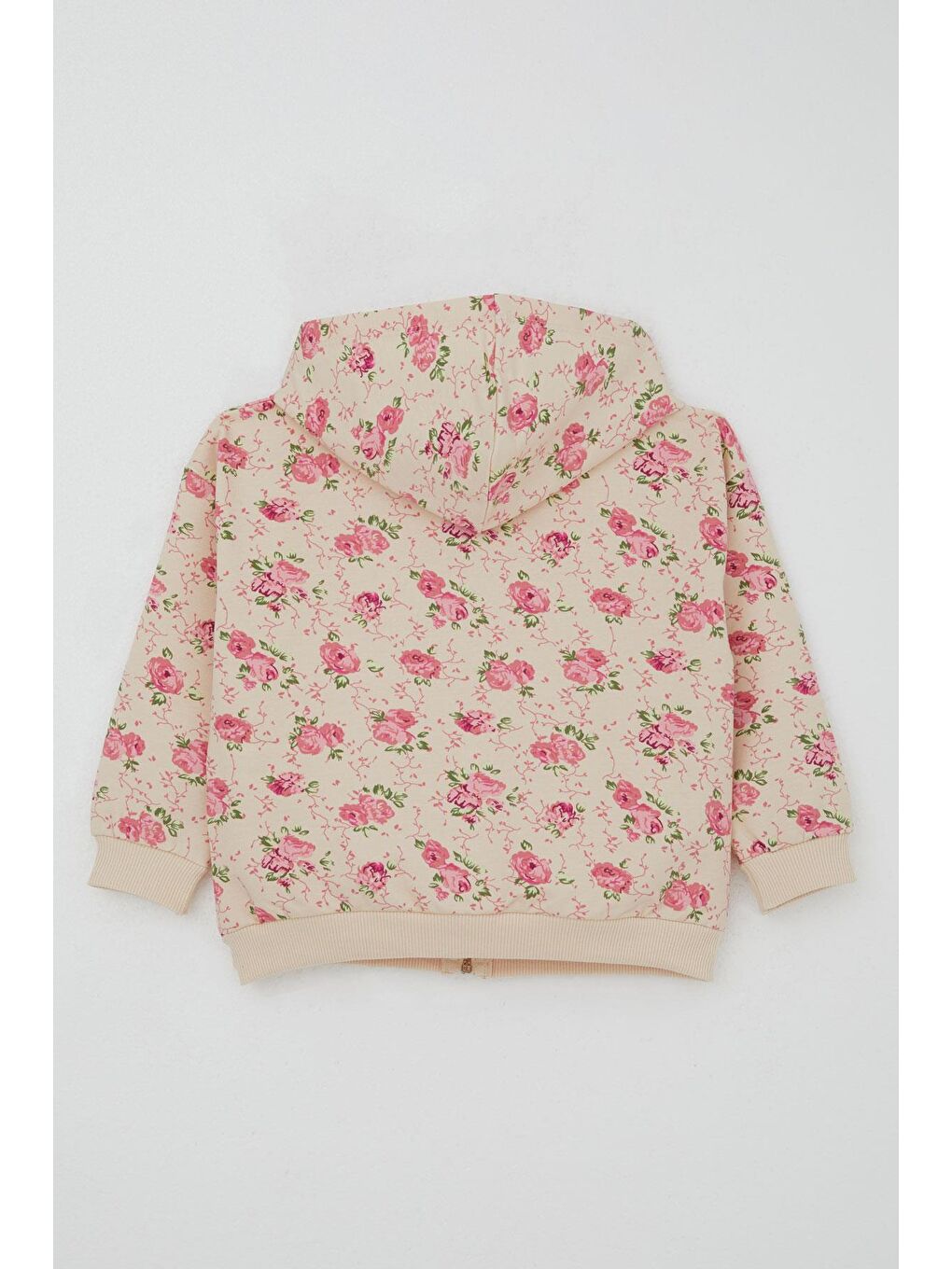 Ekru Kız Çocuk Eşofman Takımı Çiçek Desenli Kapüşonlu Krem (1.5-4 Yaş)-5
