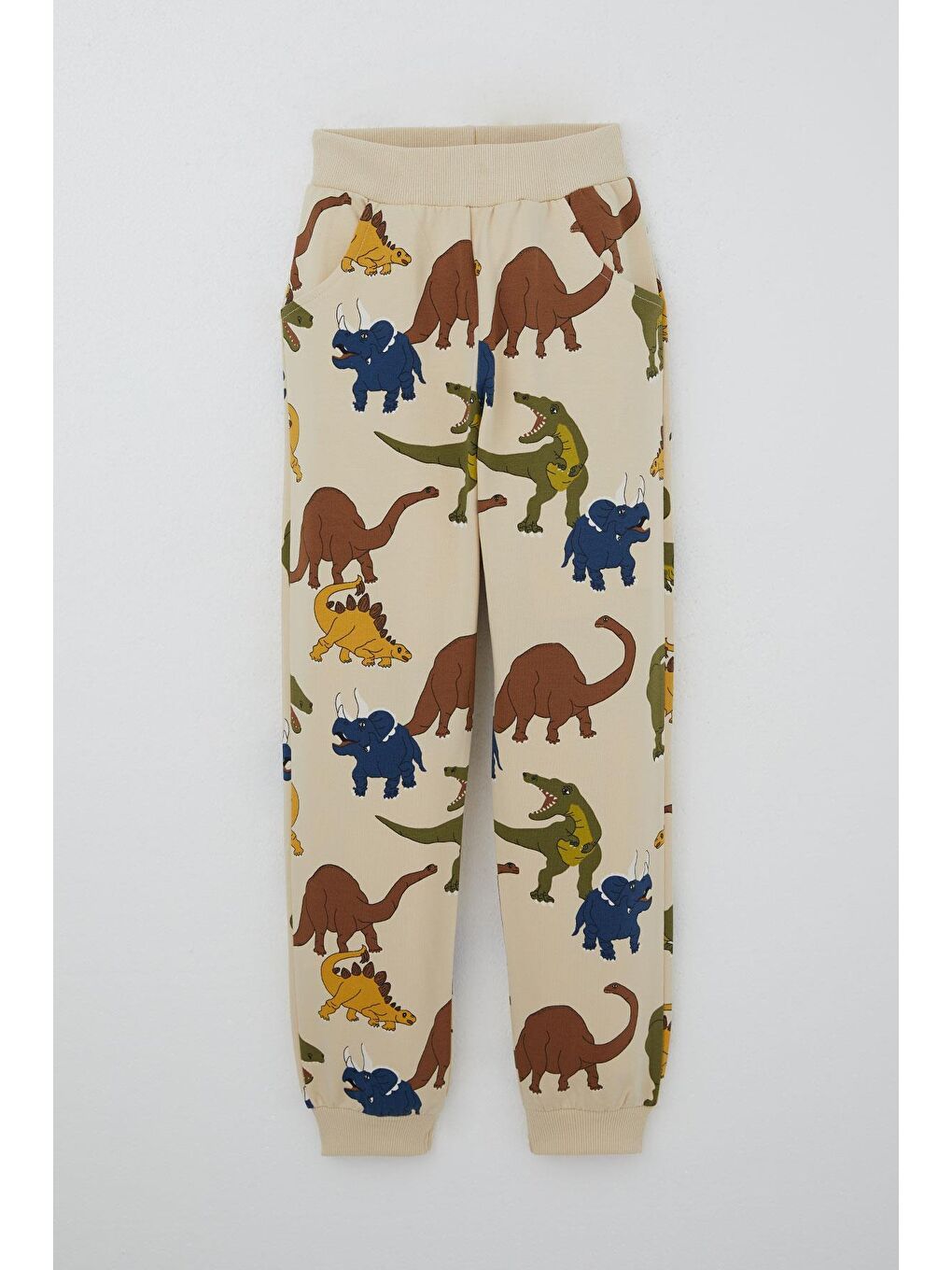 Erkek Çocuk Eşofman Takımı Dinozorlar Alemi Desenli Bej (5-8 Yaş)-4