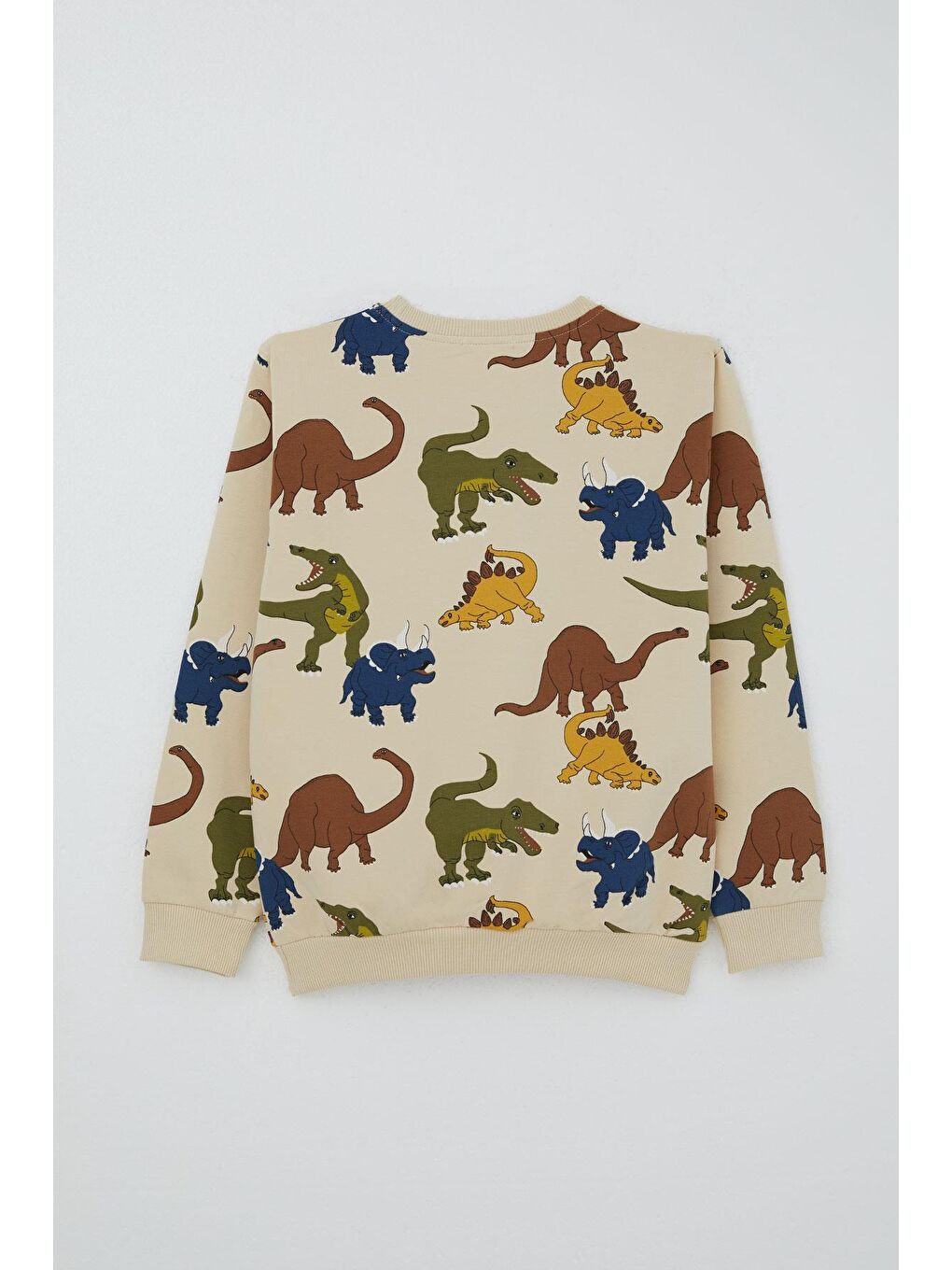 Erkek Çocuk Eşofman Takımı Dinozorlar Alemi Desenli Bej (5-8 Yaş)-5