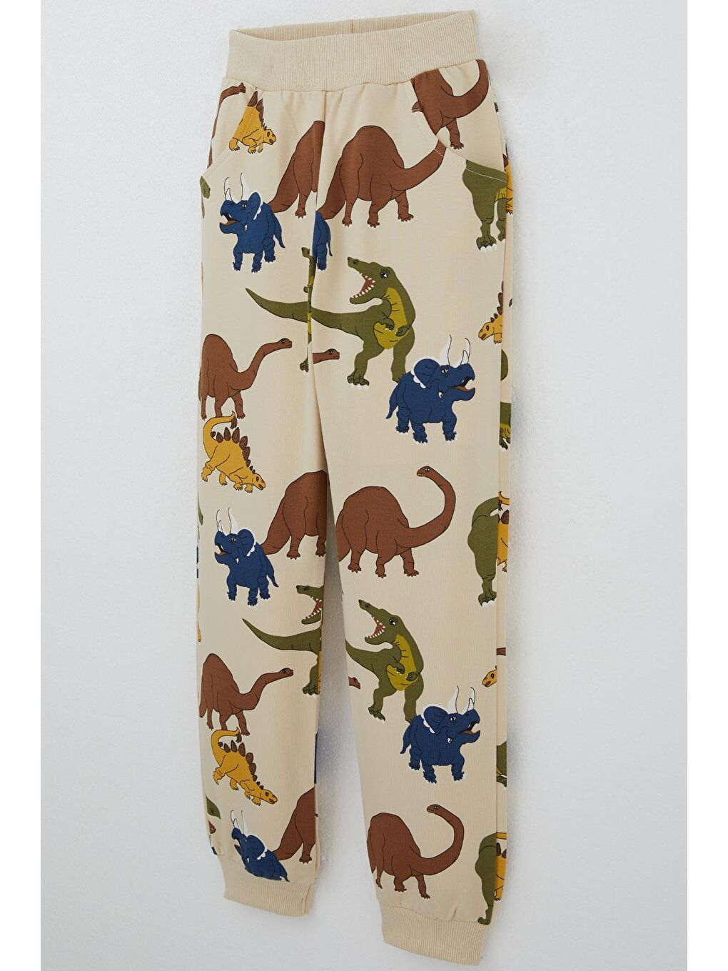 Erkek Çocuk Eşofman Takımı Dinozorlar Alemi Desenli Bej (5-8 Yaş)-8