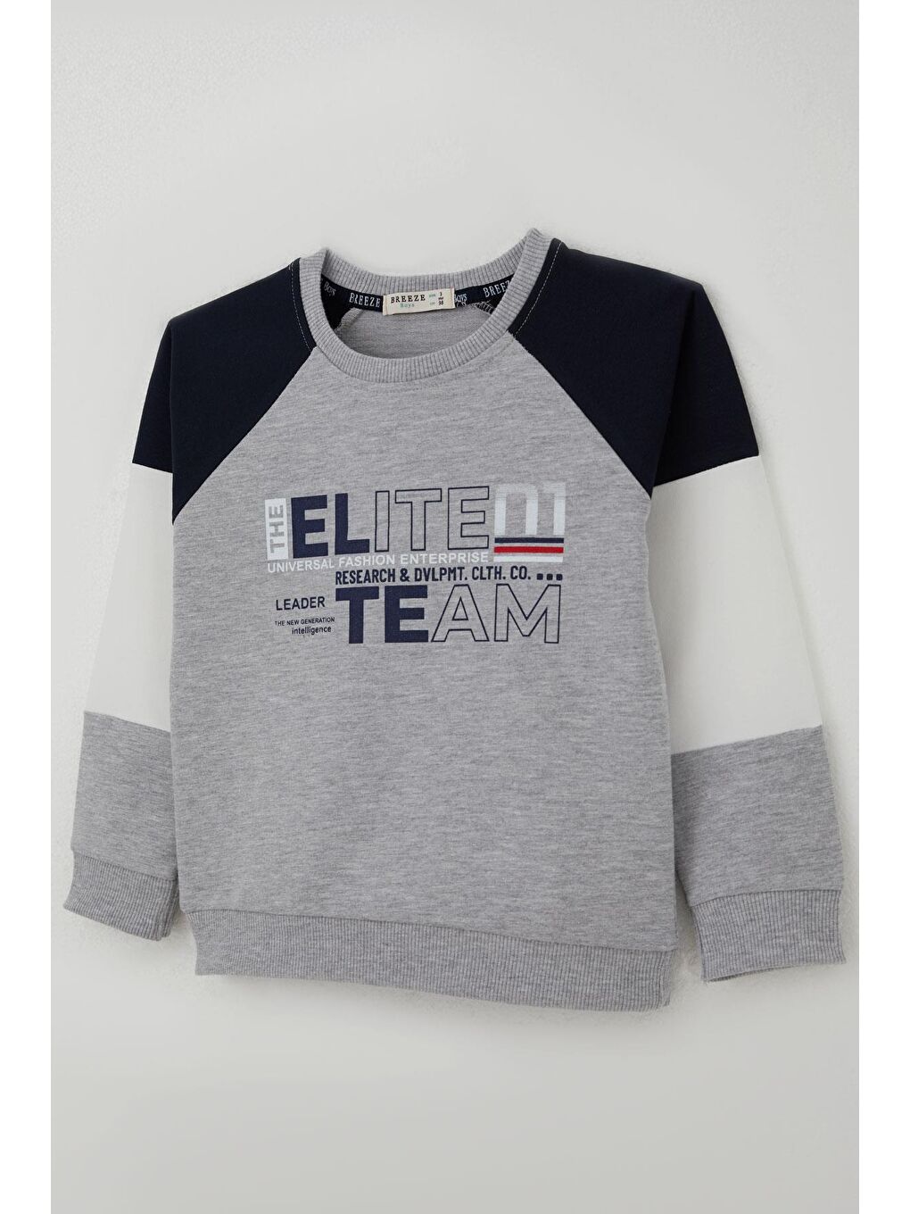Erkek Çocuk Eşofman Takımı Yazı Baskılı Kolları Renk Bloklu Gri Melanj (3-4 Yaş)-7