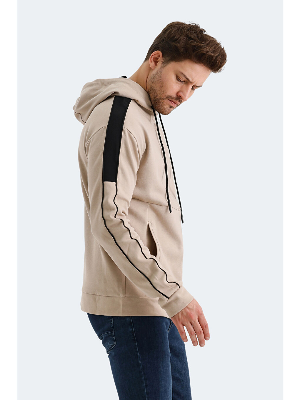 VALERYA Erkek Fermuarlı Sweatshirt Bej-2