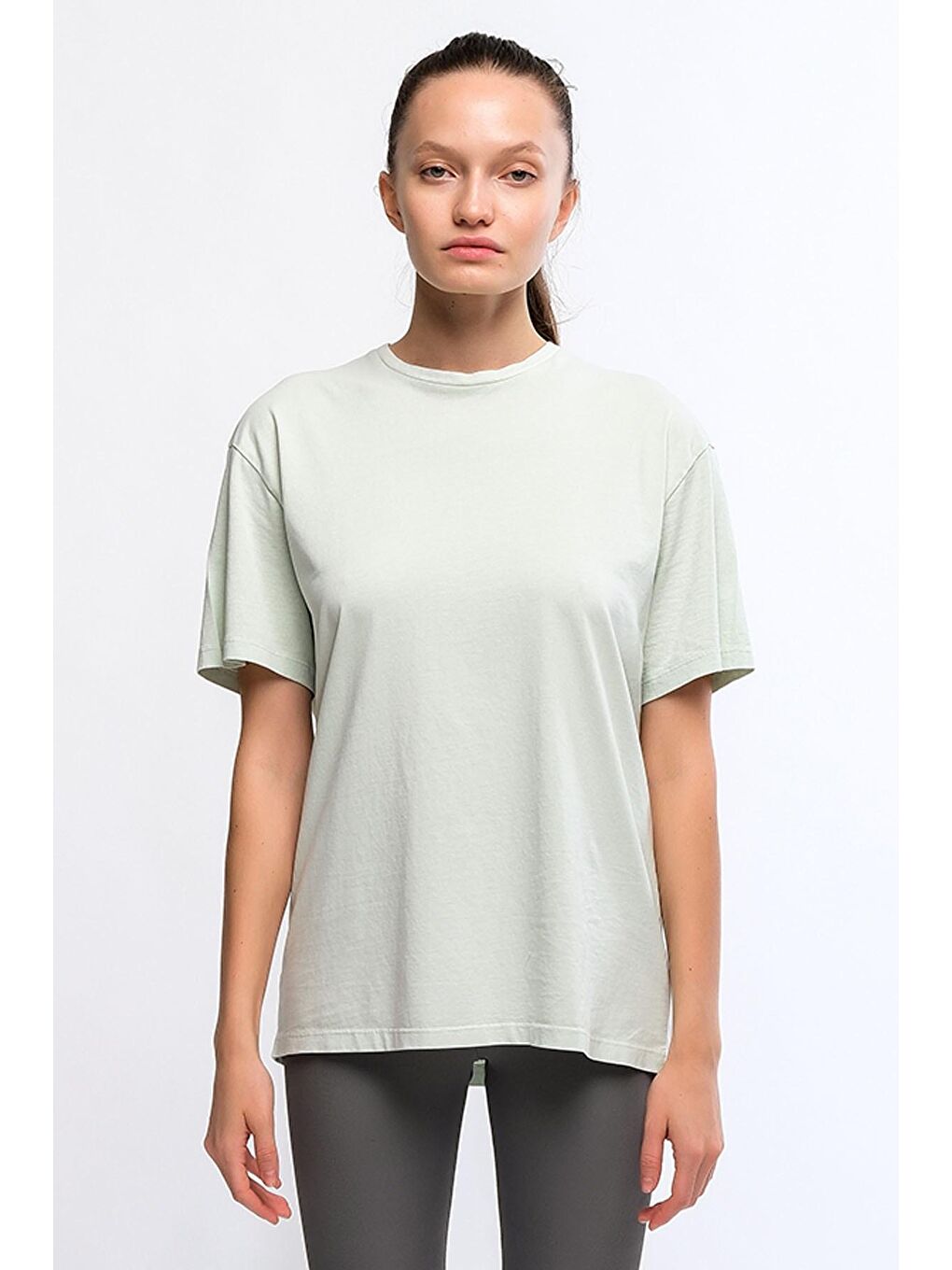 Chandraswear Yeşil Kadın Mineral Boyalı Organik Pamuklu Oversize T-shirt - Maya