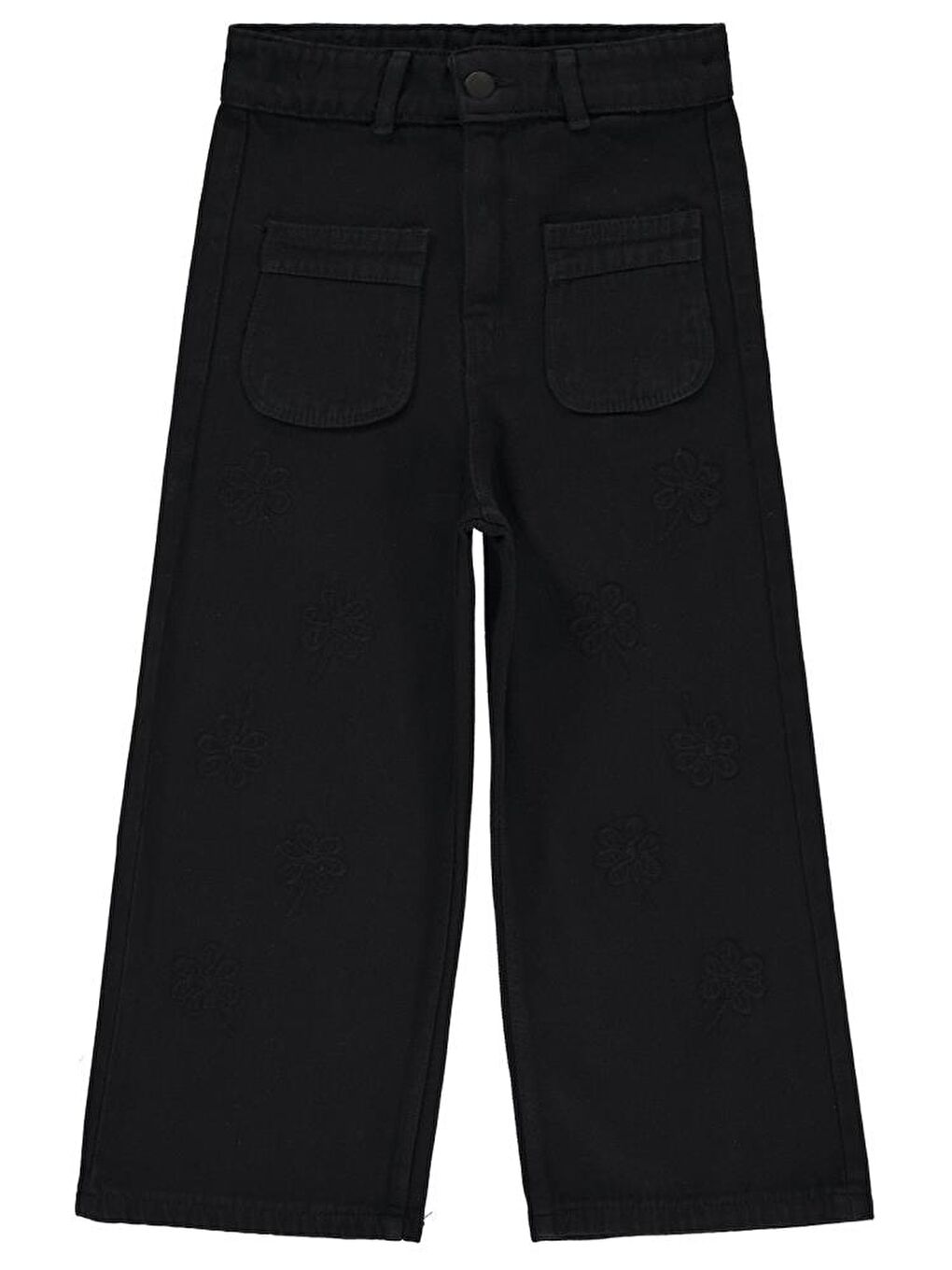 Girls Çiçek Nakışlı 6-9 Yaş Pantolon - Siyah6-7 Yaş