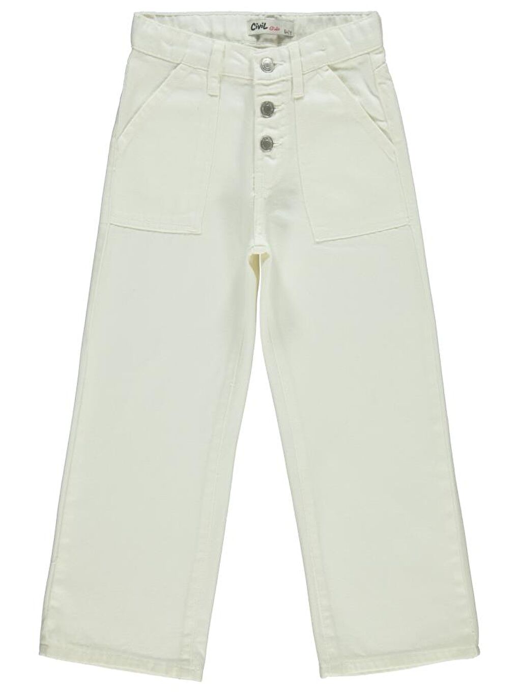 Girls Cepli 10-13 Yaş Pantolon - Beyaz 12-13 Yaş-1