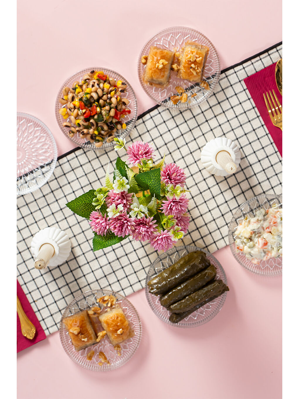 Renksiz Alya Desenli Dik Tabak - 6 Lı Cam Sunumluk Pasta Kurabiye Kek İkram Servis Tabağı-12 Cm-1