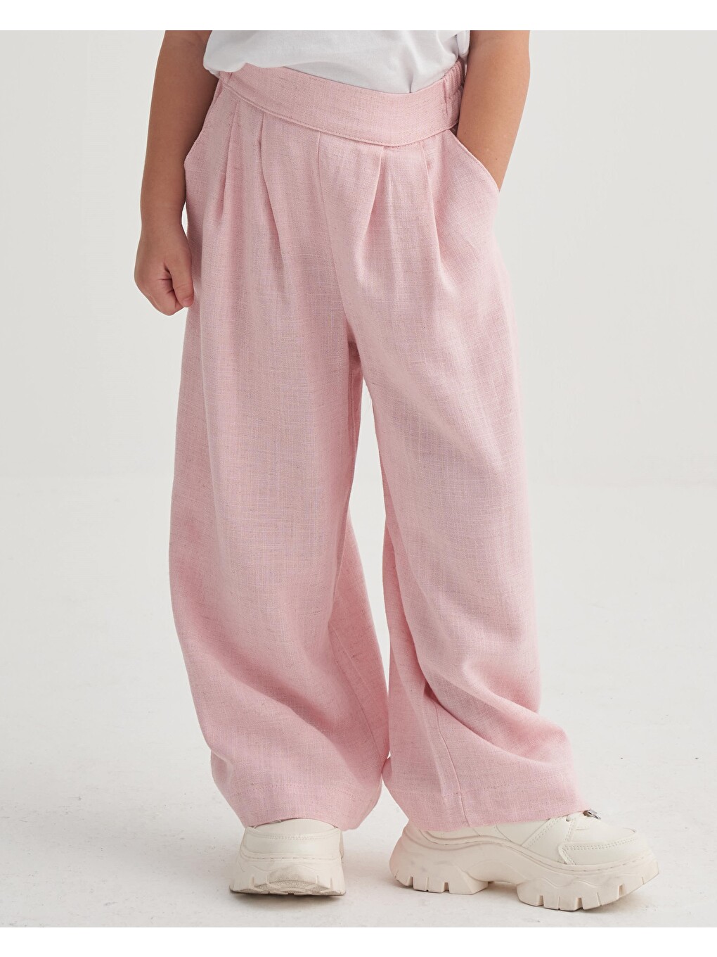 Pileli Bol Pantolon 2-7 Yaş Pembe-2
