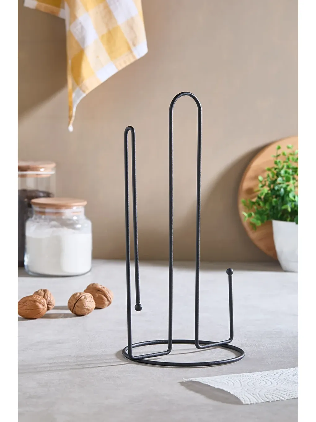 Mat Siyah Metal Dik Kağıt Rulo Havluluk, Peçetelik Standı-1