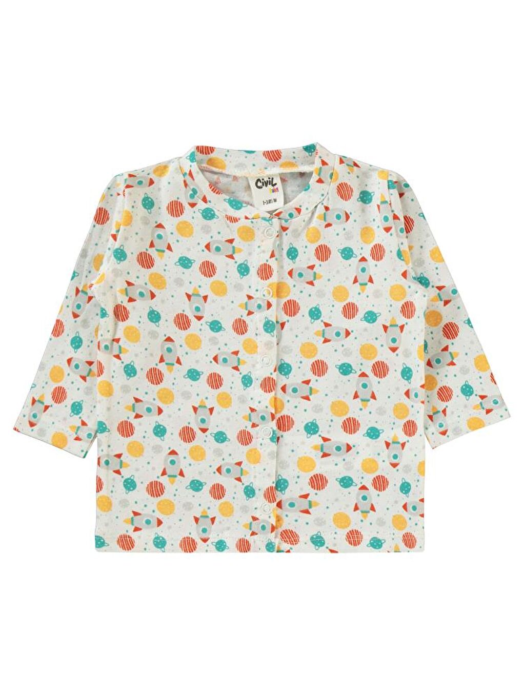 Baby Uzay Araçları 1-6 Ay Pijama Takımı - Ekru1-3 Ay-1