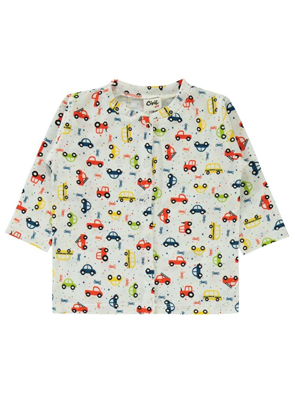 Baby Araba Baskılı 1-6 Ay Pijama Takımı - Ekru6-9 Ay-2