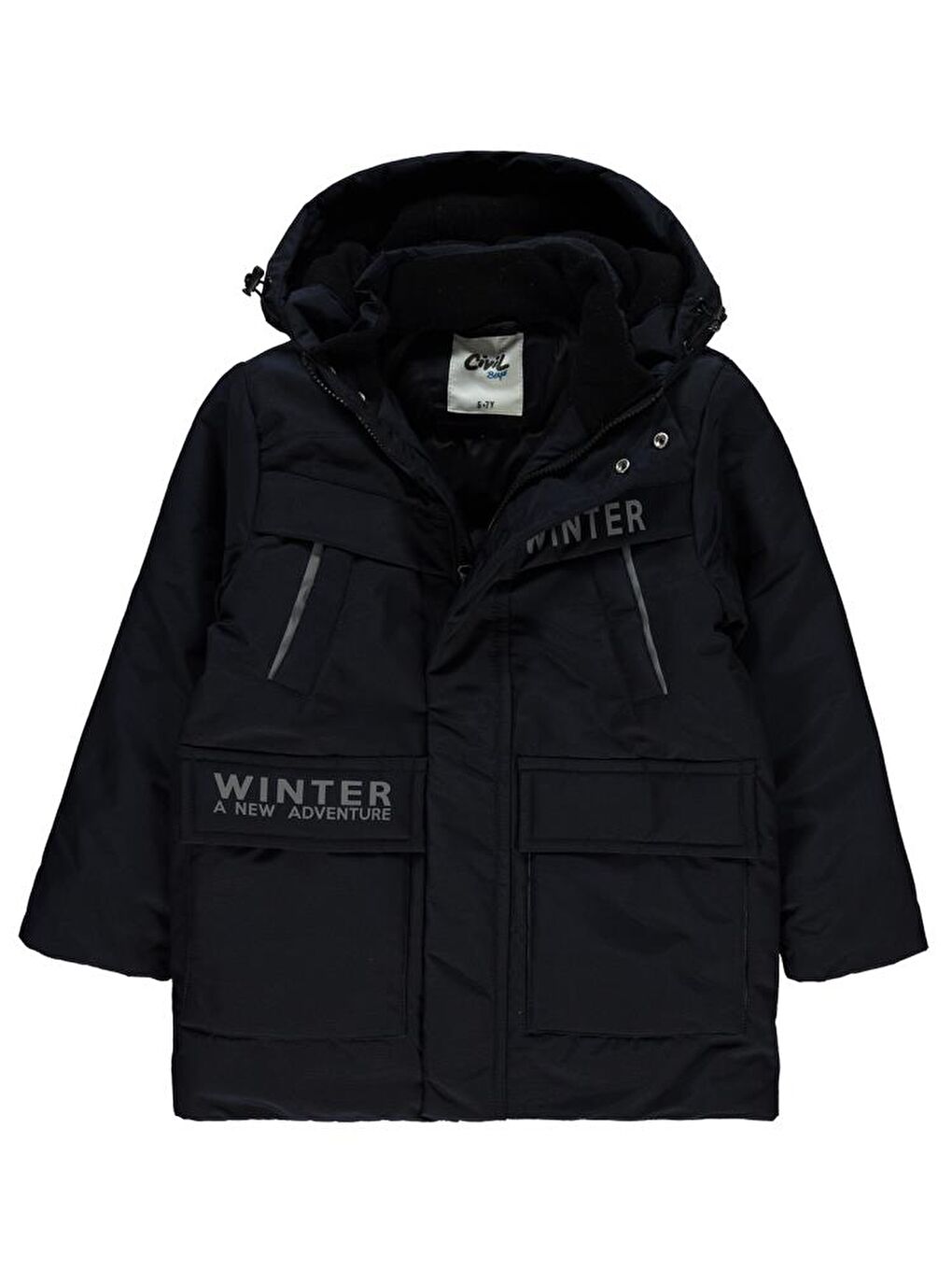 Boys Winter Baskılı 6-9 Yaş Mont - Gri 8-9 Yaş-1