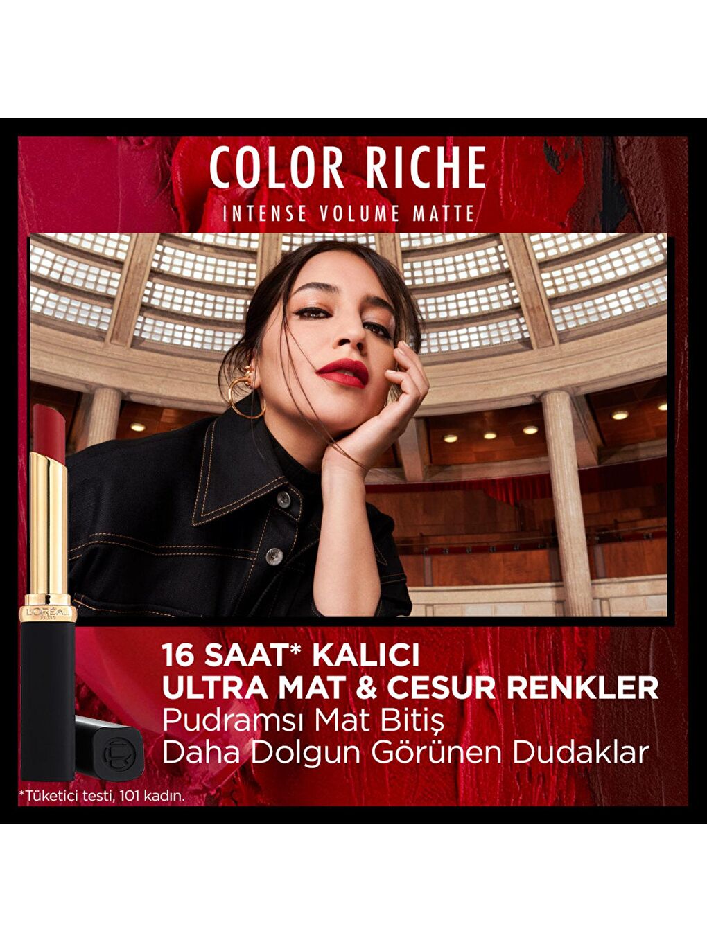 L'Oreal Paris Kırmızı Color Riche Intense Volume Matte Ruj - 300 Rouge Confident - 2