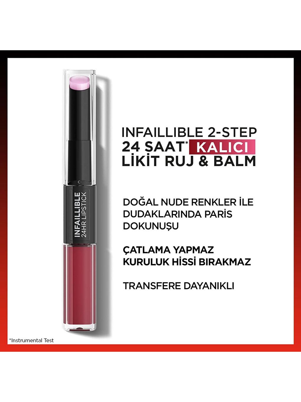 L'Oreal Paris Gülkurusu Infaillible 2-Step 24 Saat Kalıcı Likit Ruj & Balm - 302 Rose Eternite - 1