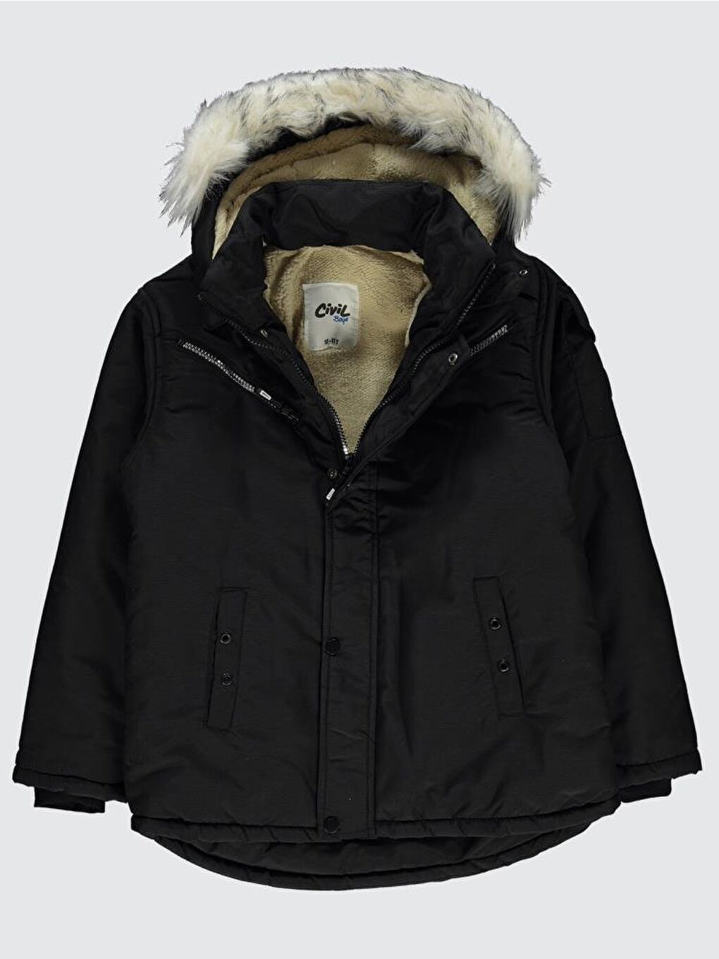 Boys Fermuarlı Cepli 10-13 Yaş Mont - Siyah 13-14 Yaş-2