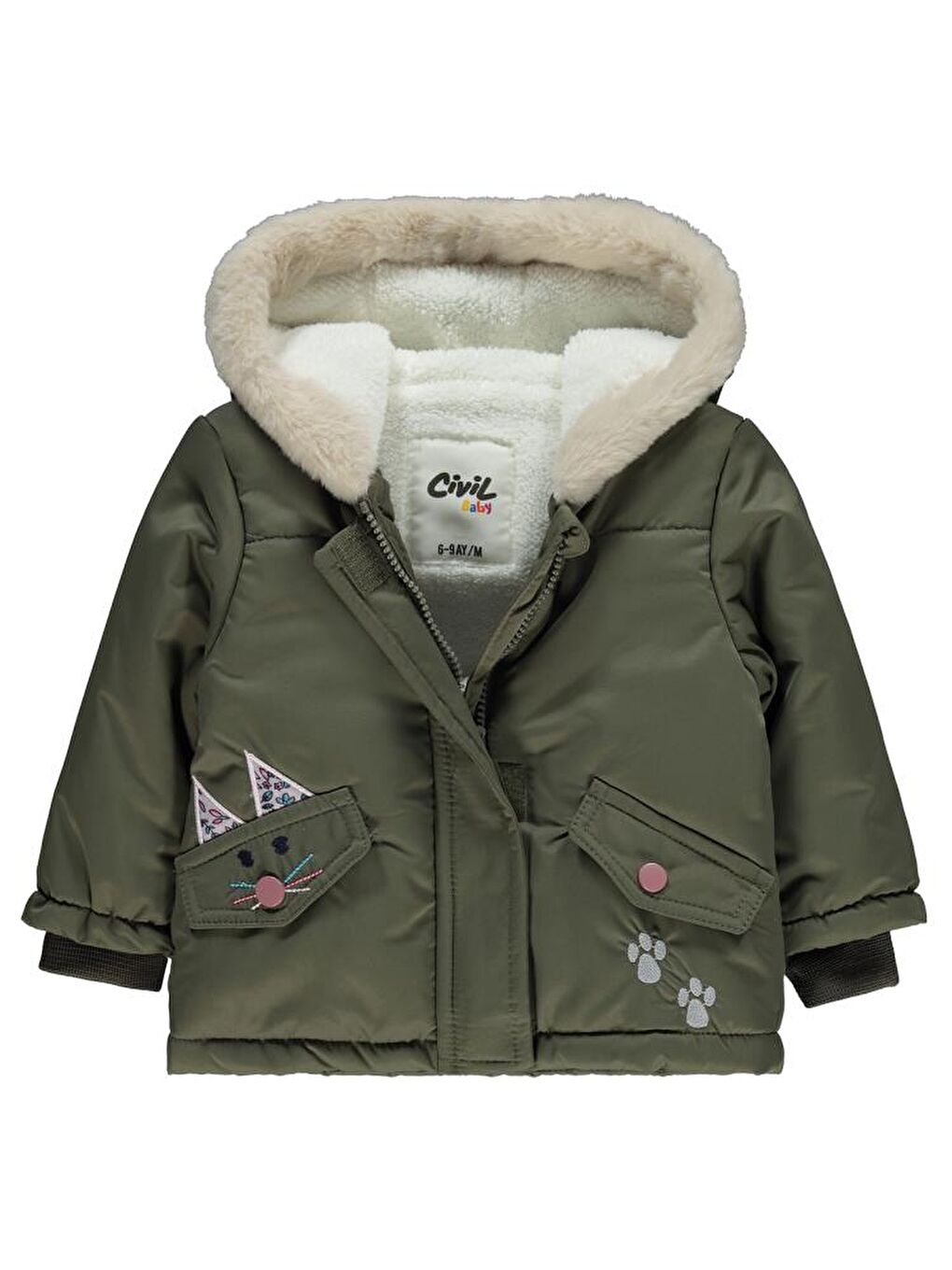 Baby Tavşan Kulak Nakışlı 6-18 Ay Mont - Haki 6-9 Ay-2