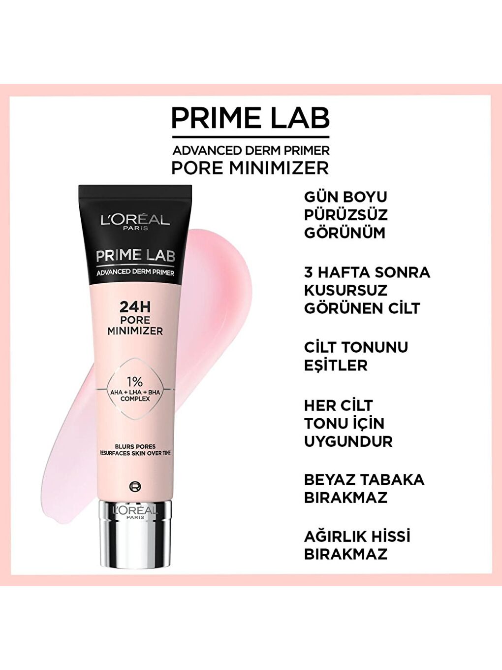 L'Oreal Paris Nude Prime Lab Pore Minimizer Gözenek Küçültücü AHA ve BHA İçeren Primer - 5