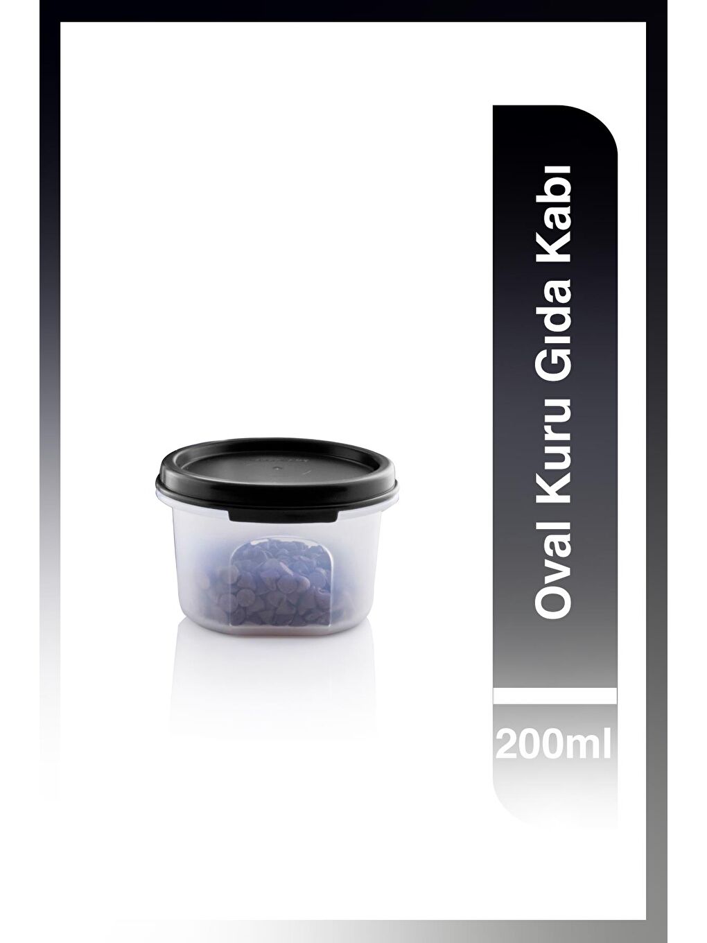 Siyah Oval Kuru Gıda Kabı 1 / 200ml