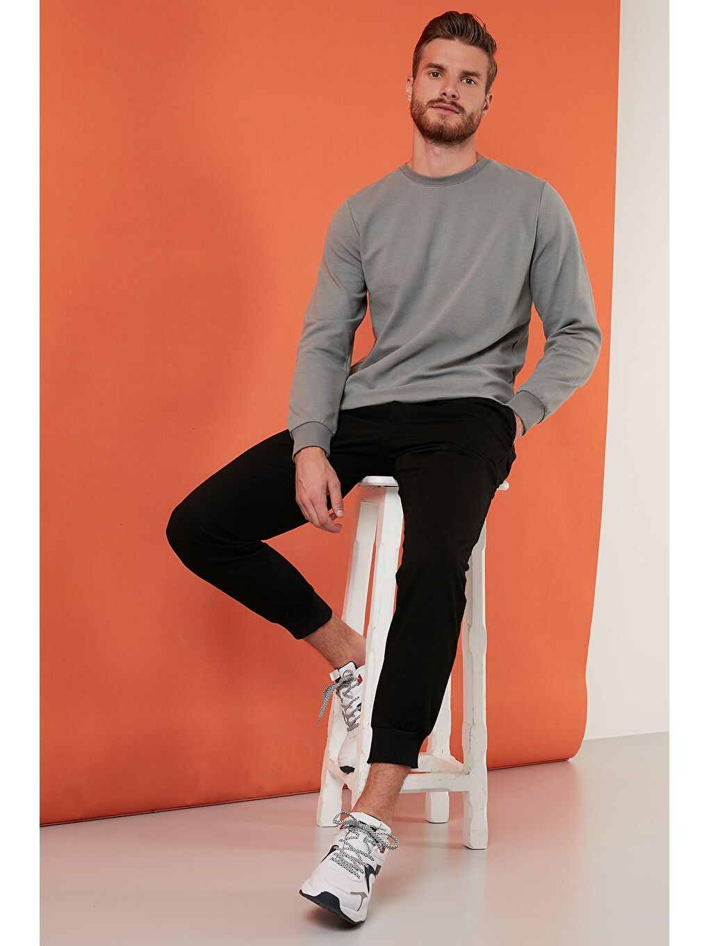 Haki Regular Fit Bisiklet Yaka Pamuklu Sweat 5905313-1