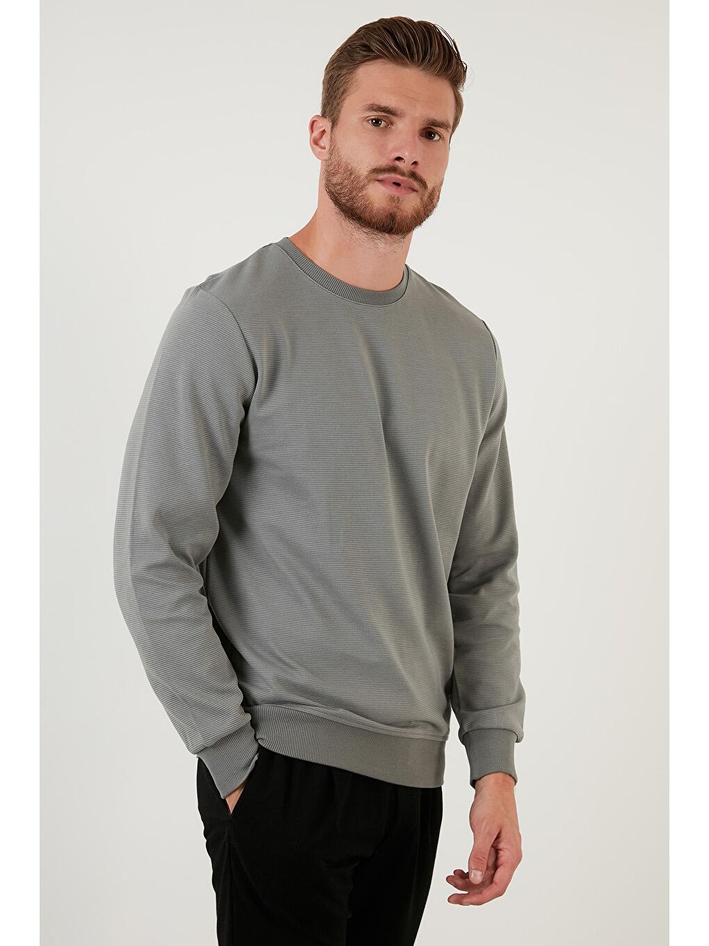 Haki Regular Fit Bisiklet Yaka Pamuklu Sweat 5905313-3