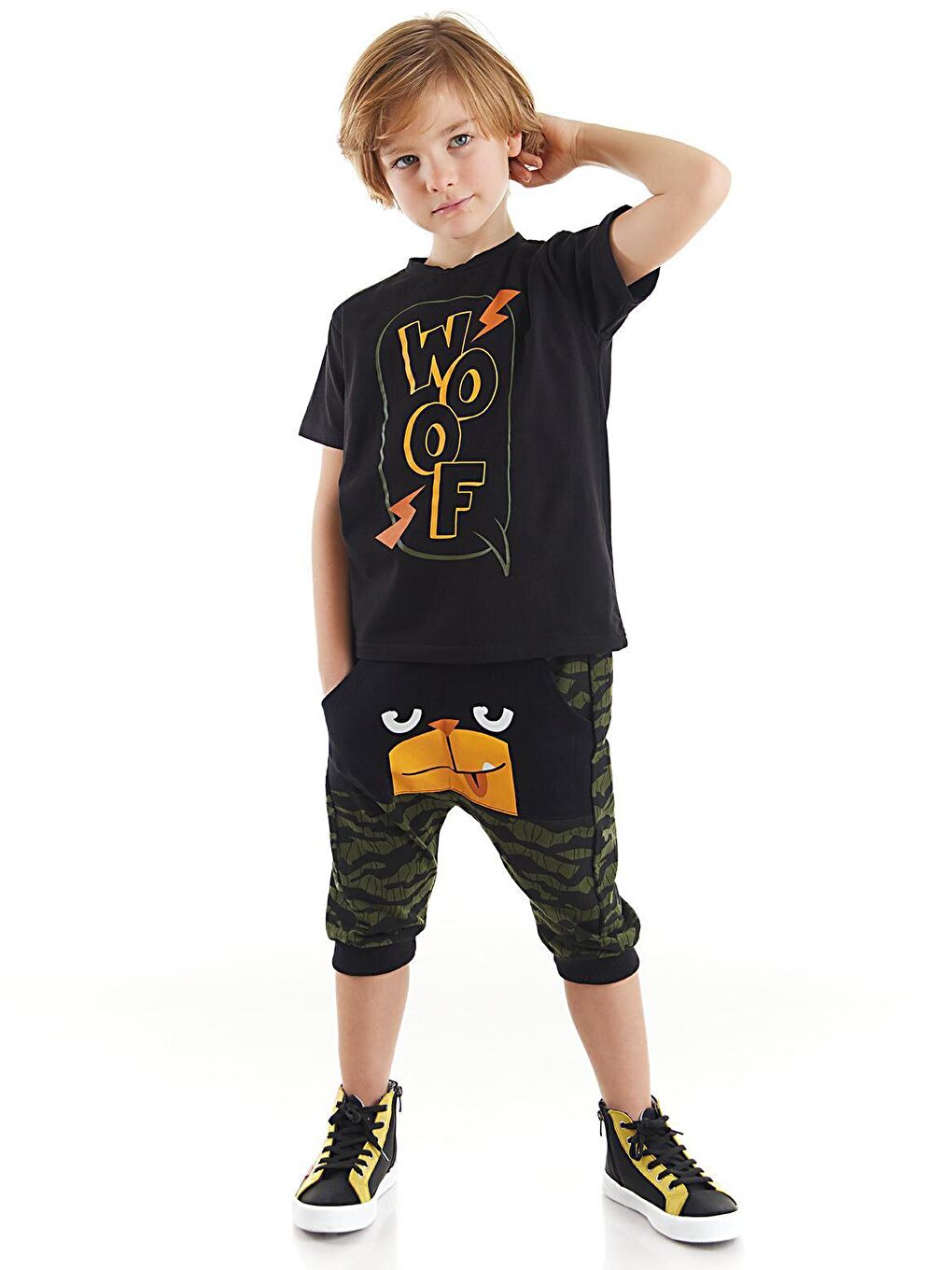 Denokids Karışık Woof Erkek Çocuk T-shirt Eşofman Altı Takım