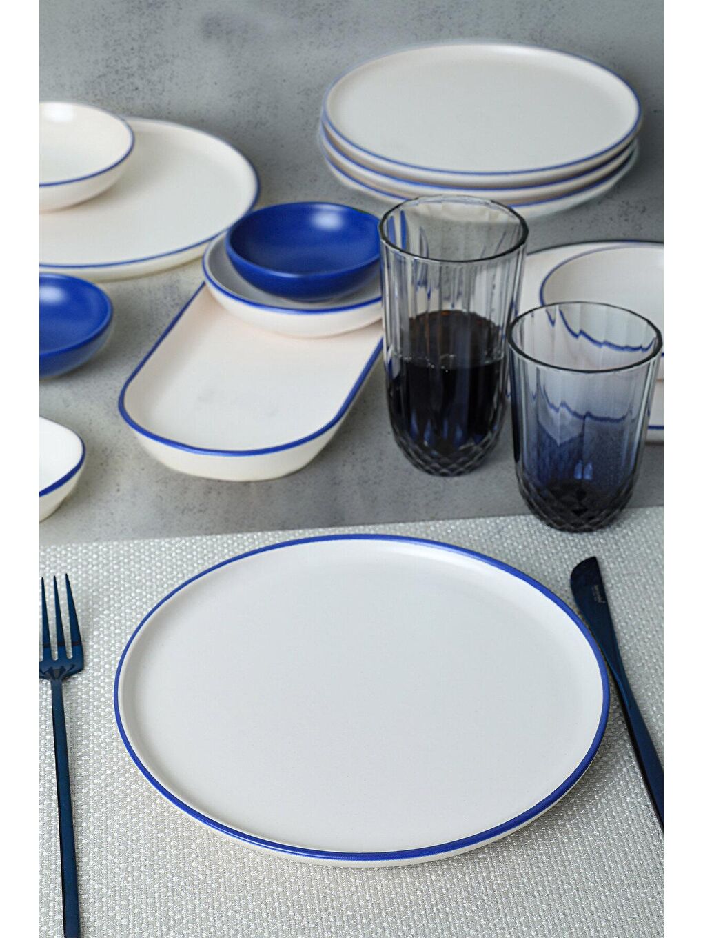 Karışık Line Blue Kahvaltı Takımı 18 Parça 6 Kişilik-1