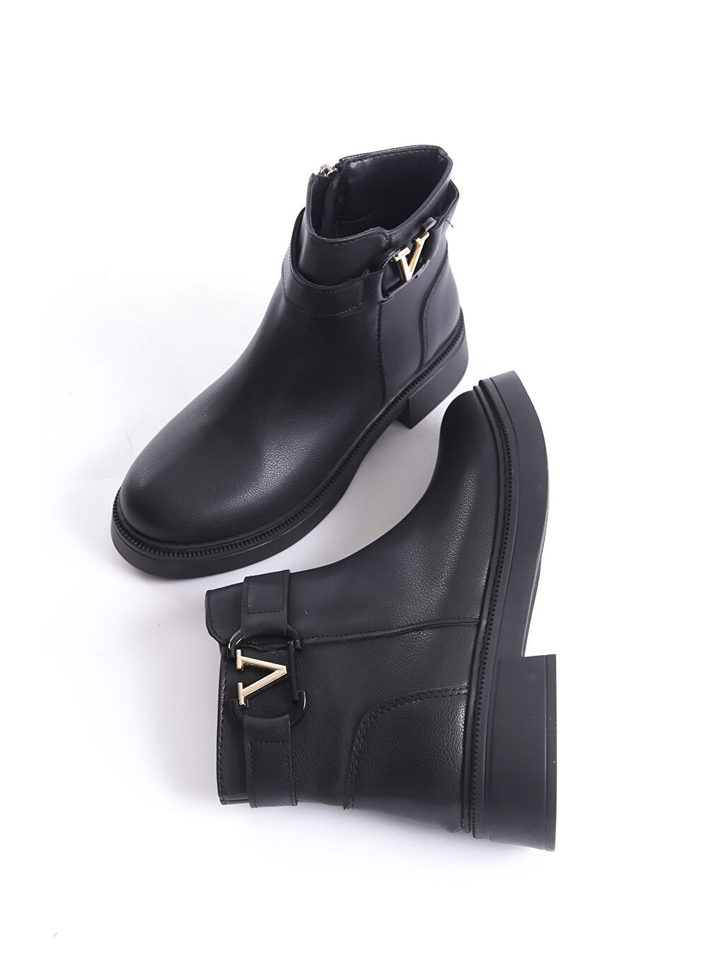 Siyah D802 Kadın Yanı Tokalı Ortopedik Soğuk Geçirmez Bot-2