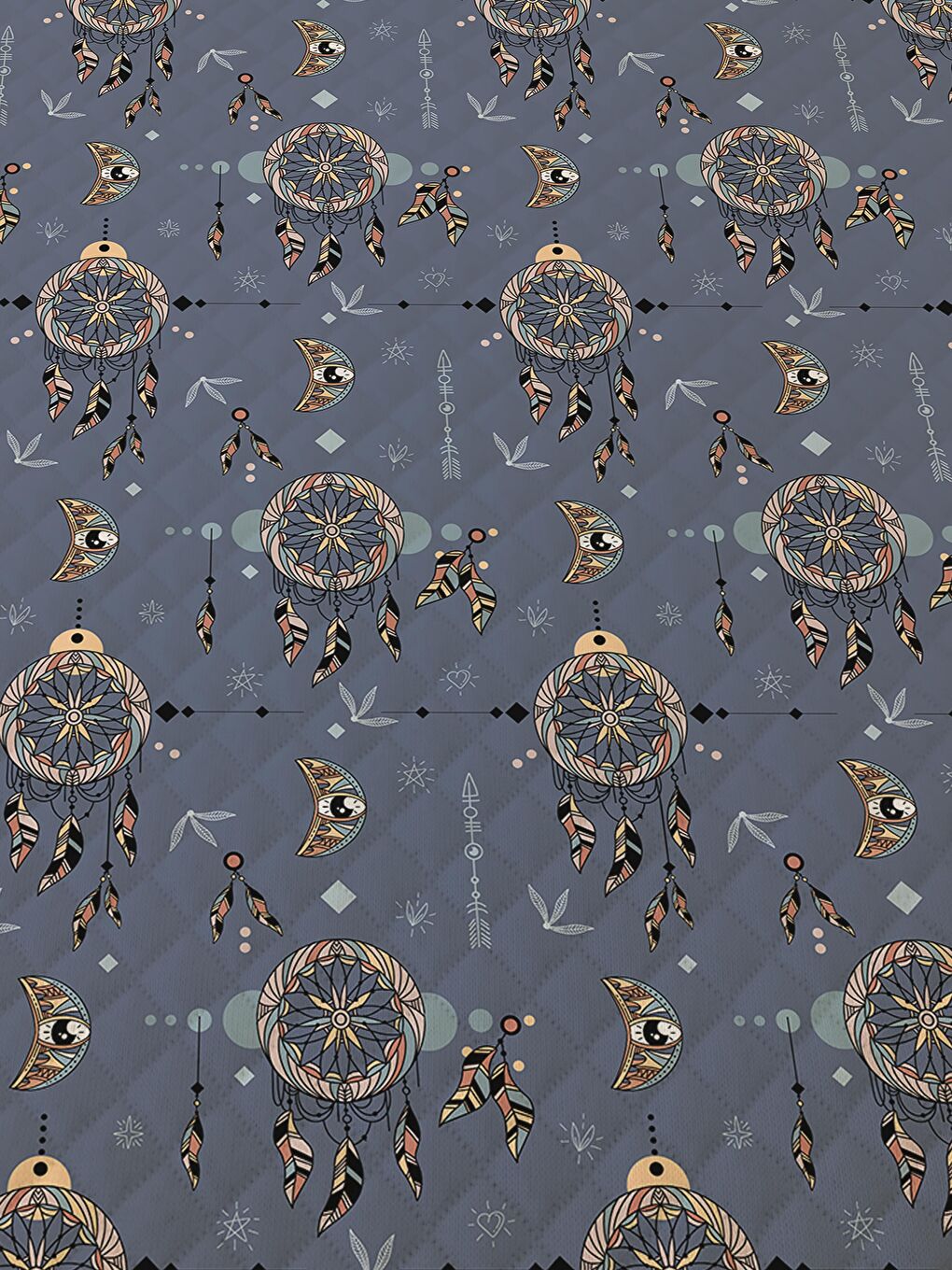 Karışık EVMİLA Mavi Etnik Desen Çift Kişilik Baskılı Pike (200x220 Cm)-1