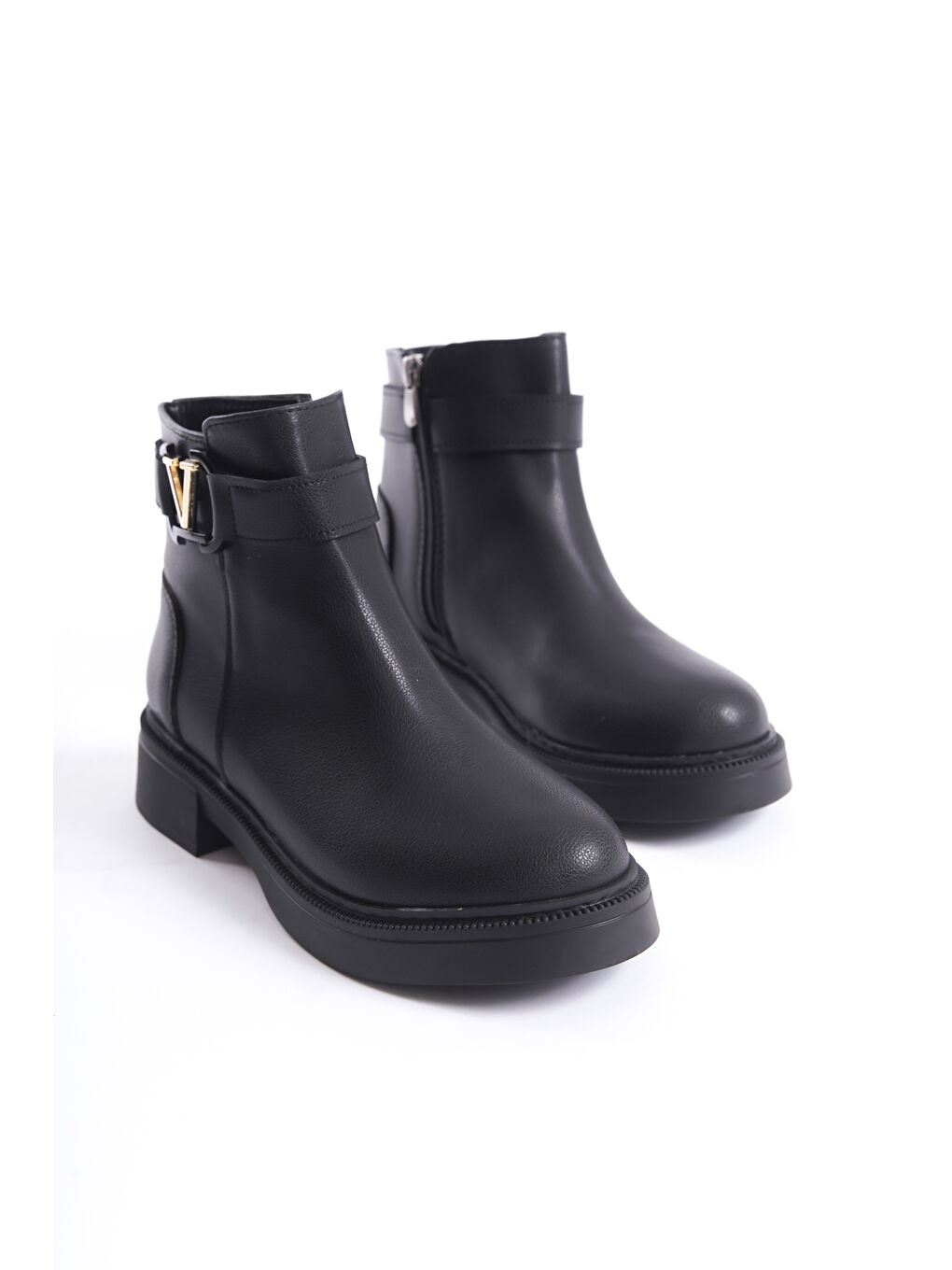 Siyah D802 Kadın Yanı Tokalı Ortopedik Soğuk Geçirmez Bot-1