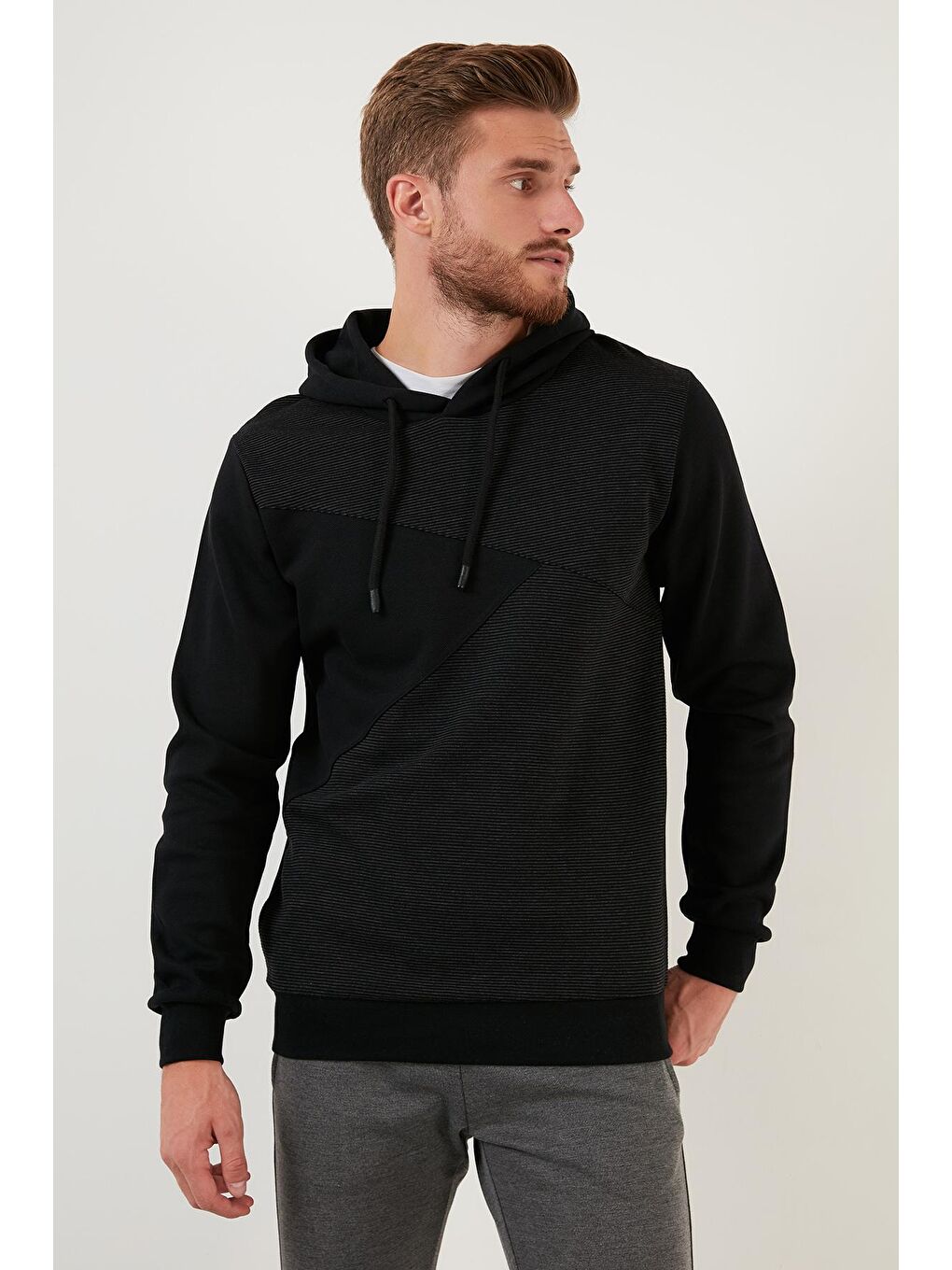 Buratti Siyah Regular Fit Kapüşonlu Pamuklu Erkek Sweatshirt 5905285 - 1