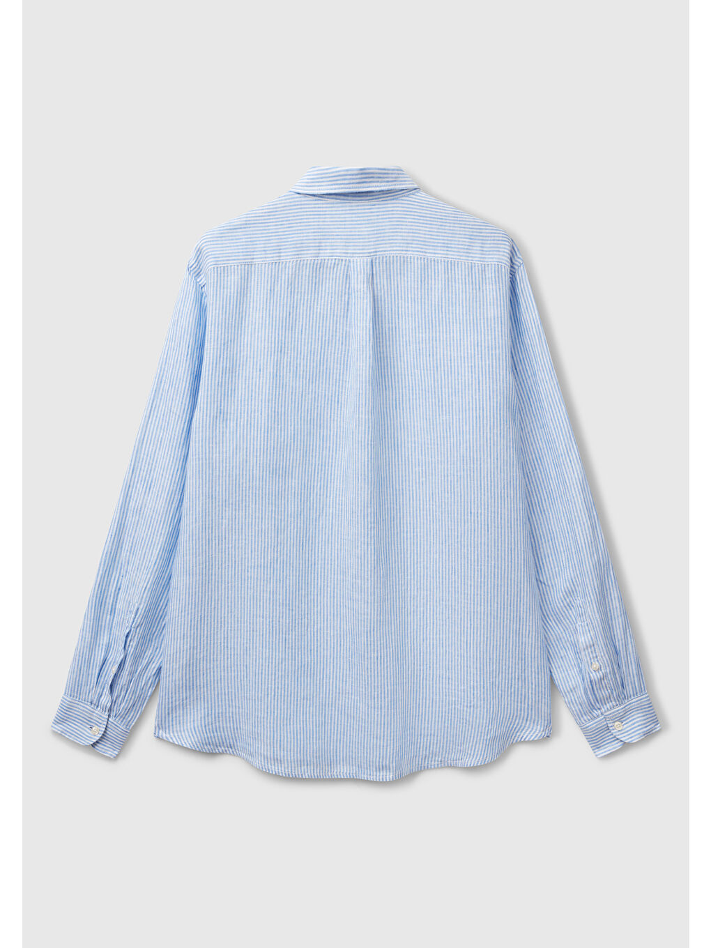 Erkek Mavi-Beyaz %100 Keten Gömlek-1