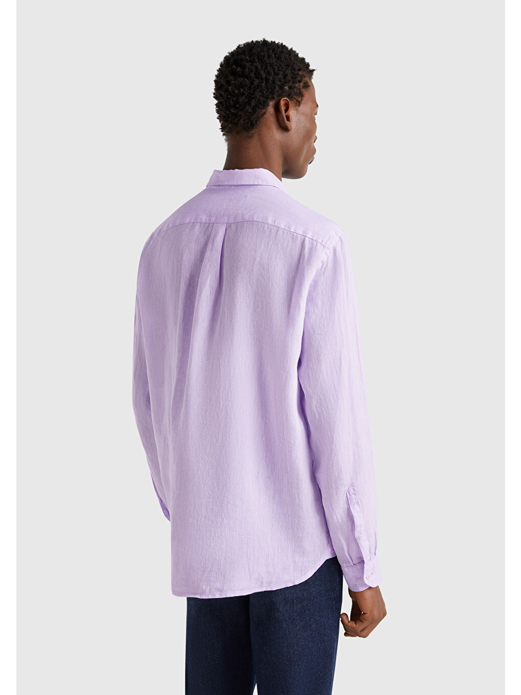 Erkek Lila %100 Keten Gömlek-1