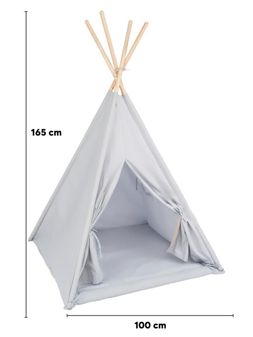 Çocuk Kızılderili Oyun Çadırı Ahşap Direkli Geniş Oyun Çadırı ve Minderli Ev & Bahçe Oyun Alanı Mind-1