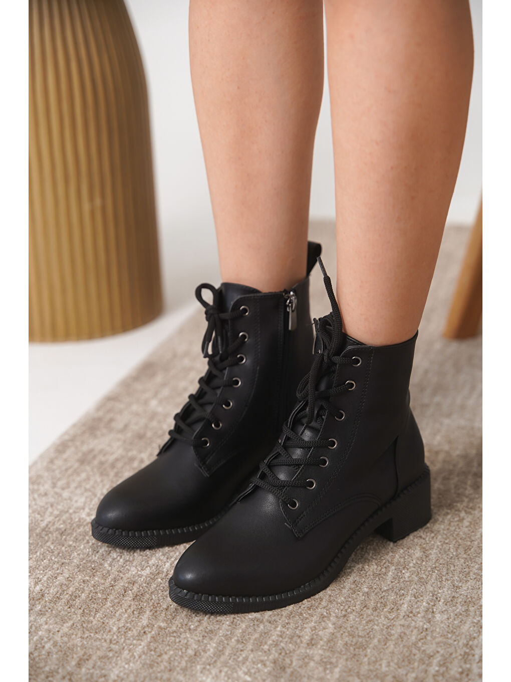 Siyah D502 Günlük Topuklu Kadın Bot-6