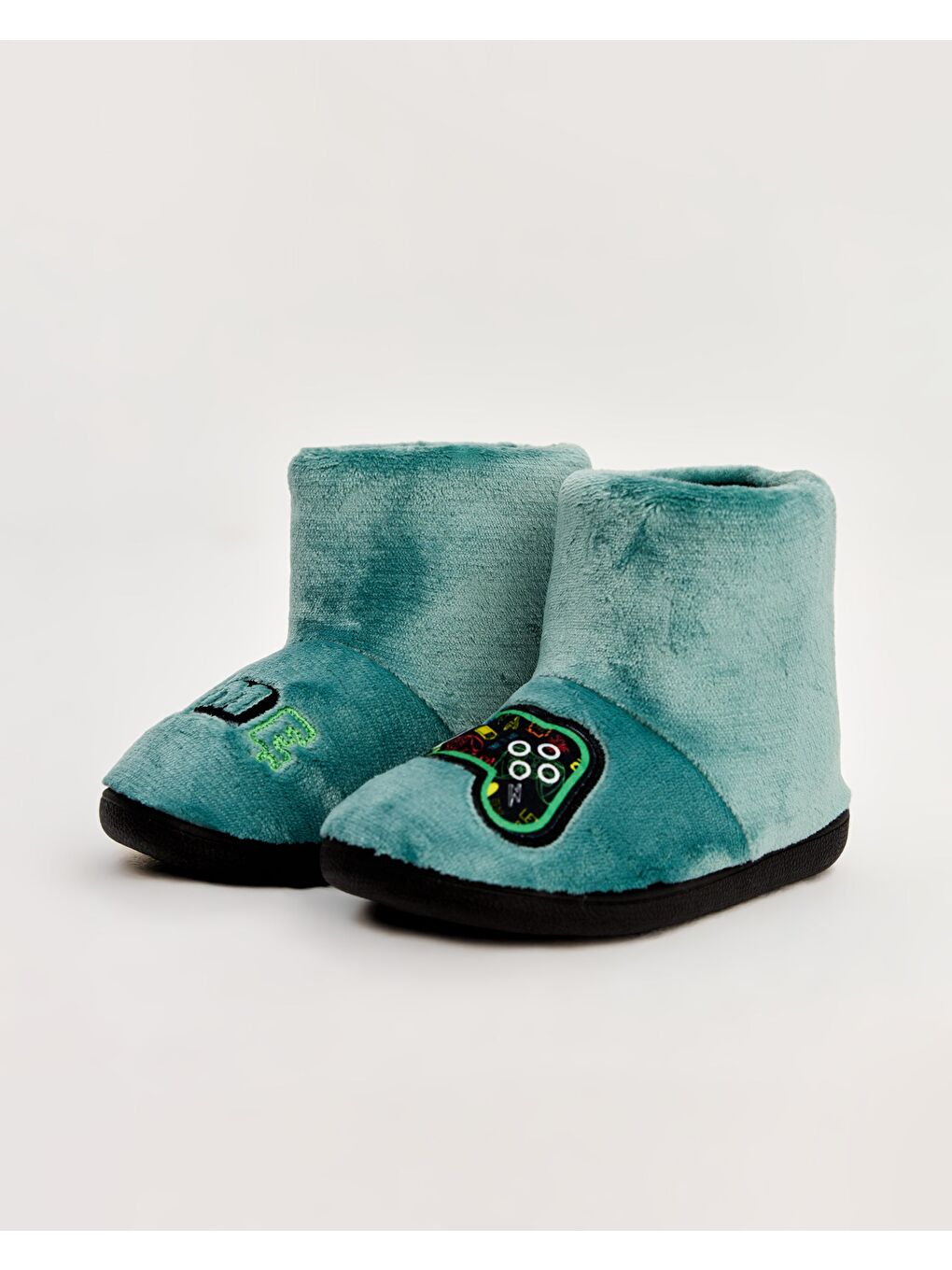 Yeşil Çocuk Nakış Detaylı Panduf - GAME