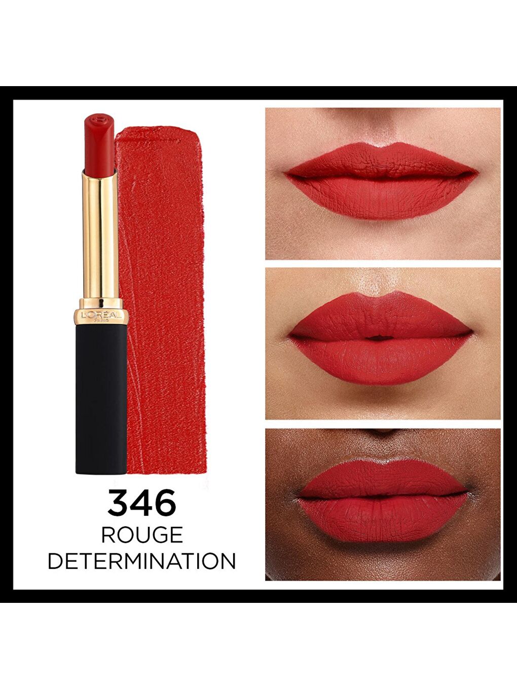 L'Oreal Paris Kırmızı Color Riche Intense Volume Matte Ruj - 346 Rouge Determination - 1