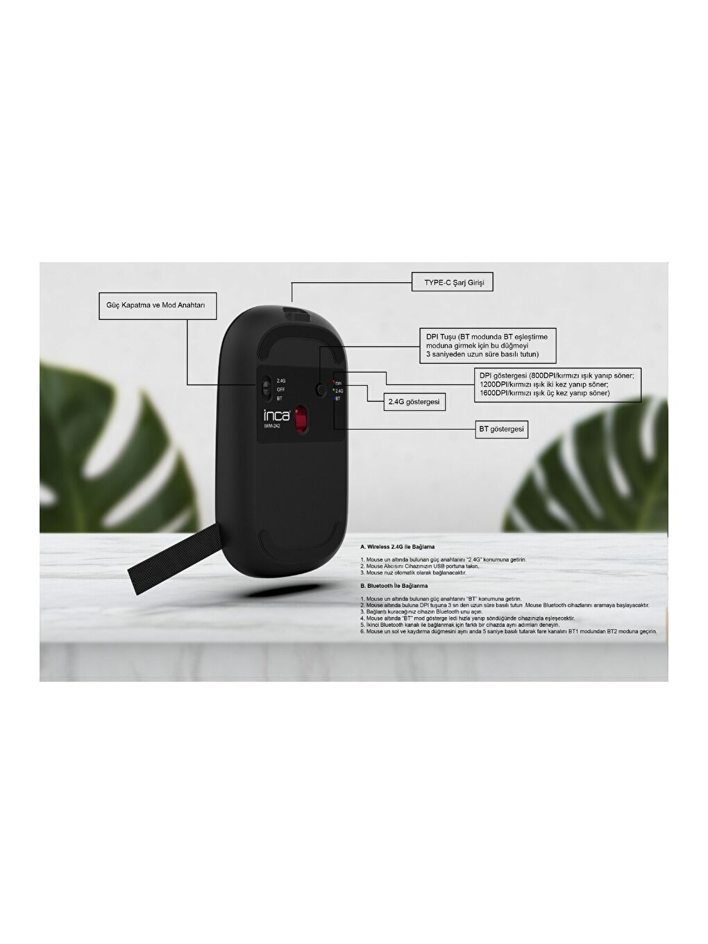 IWM-242S Bluetooth+Wireless Double Mod Rechargeable Handhold Silent Mouse-4