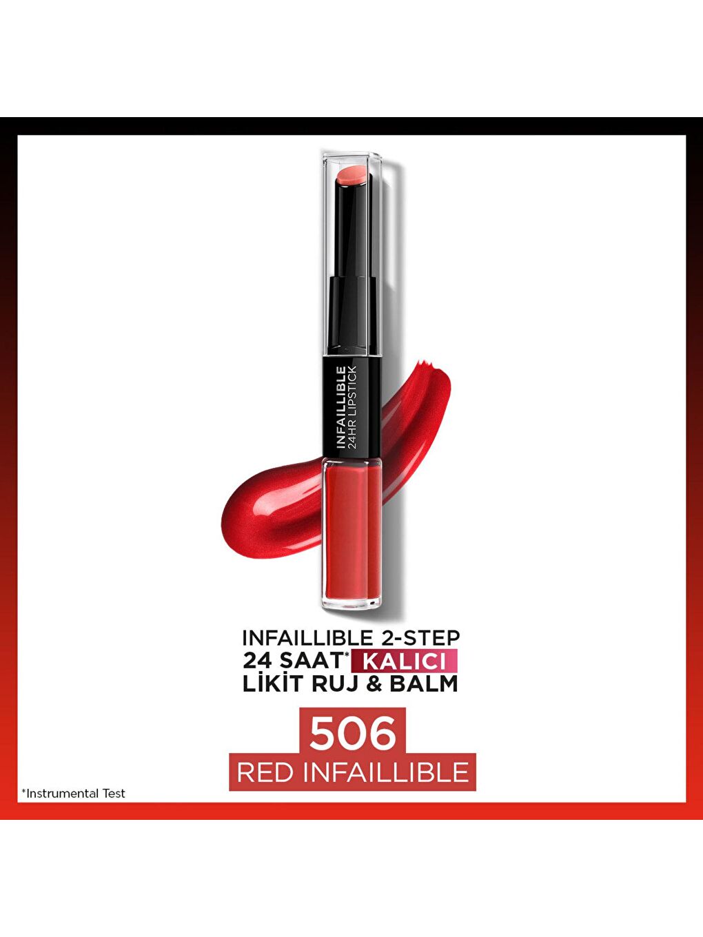 L'Oreal Paris Kırmızı Infaillible 2-Step 24 Saat Kalıcı Likit Ruj & Balm - 506 Red Infaillible