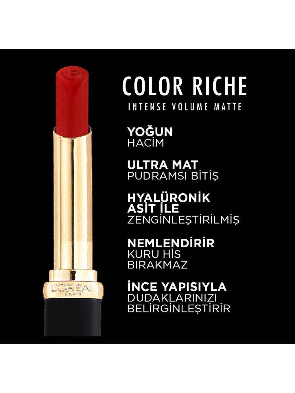 L'Oreal Paris Kırmızı Color Riche Intense Volume Matte Ruj - 346 Rouge Determination - 4