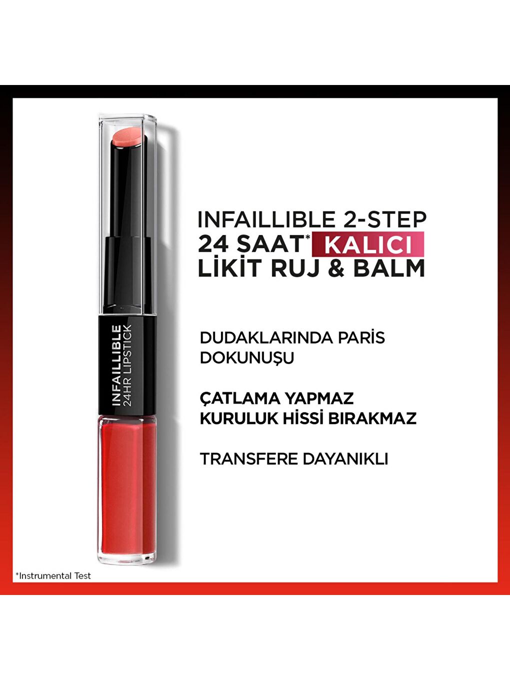 L'Oreal Paris Kırmızı Infaillible 2-Step 24 Saat Kalıcı Likit Ruj & Balm - 506 Red Infaillible - 2