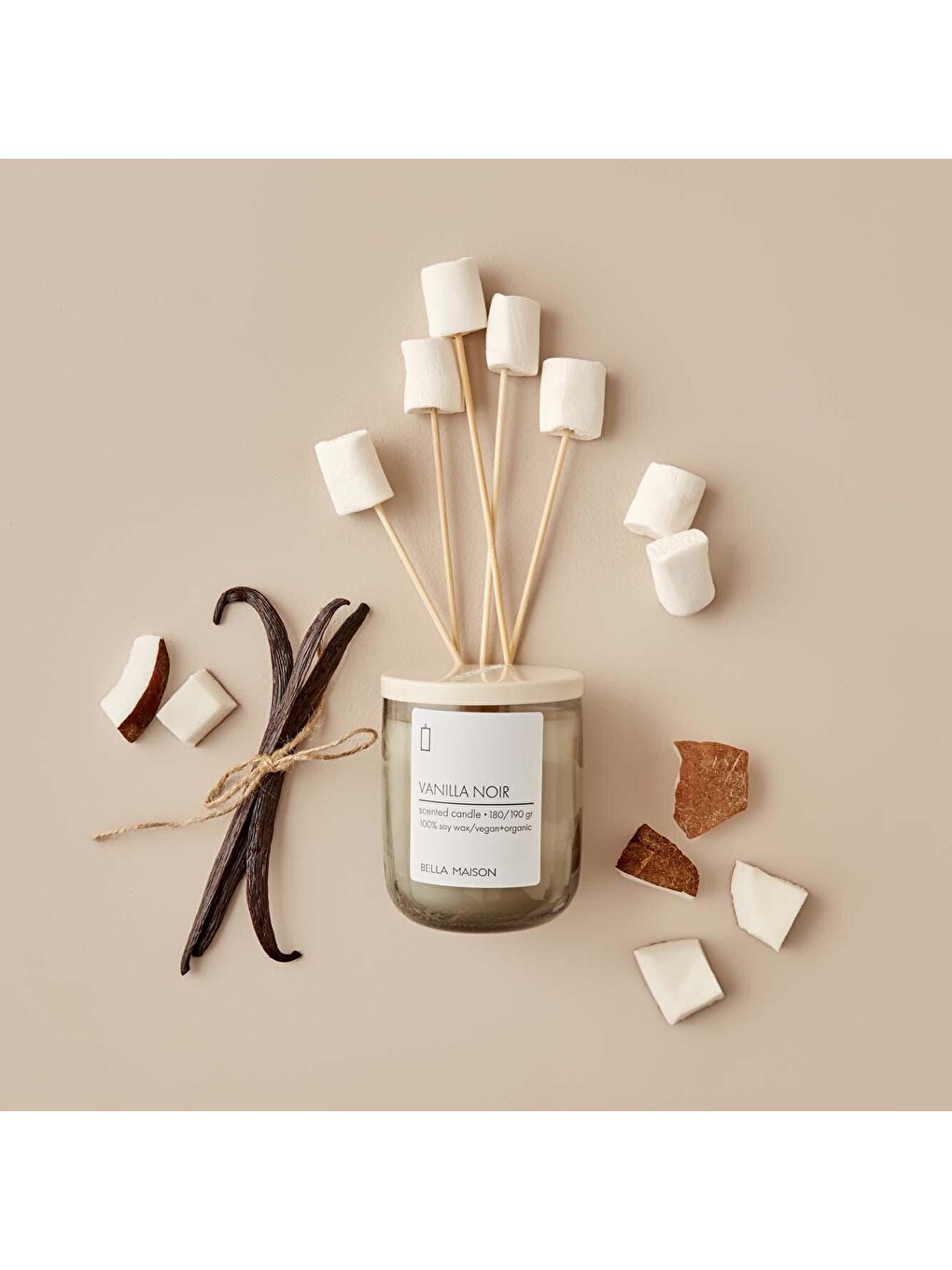 Beyaz Vanilla Noir Ahşap Fitilli Soy Wax Mum-2