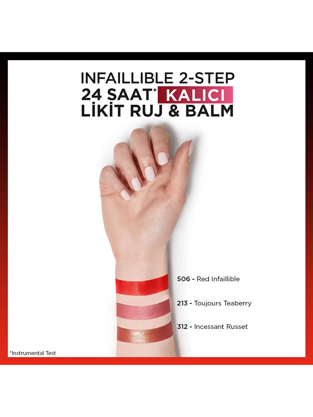 L'Oreal Paris Kırmızı Infaillible 2-Step 24 Saat Kalıcı Likit Ruj & Balm - 506 Red Infaillible - 7