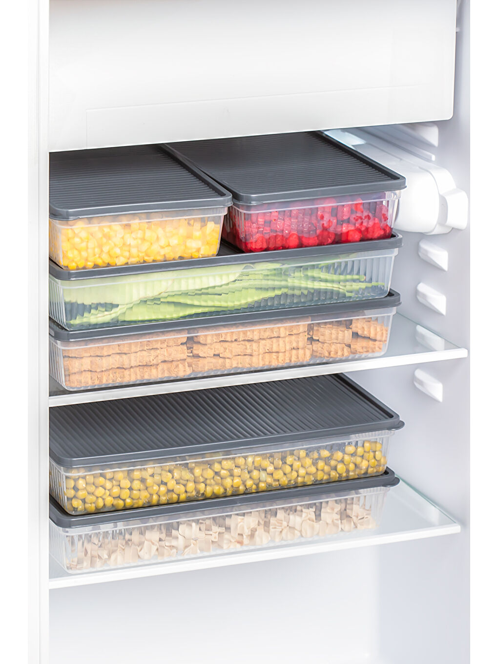 1101 4'lü Buzdolabı Düzenleyici Difriz-mikrodalga Uyumlu Buzluk Saklama Kabı Seti Antrasit - 2 Lt-3