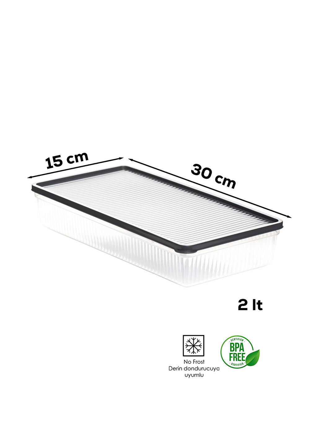 1101 4'lü Buzdolabı Düzenleyici Difriz-mikrodalga Uyumlu Buzluk Saklama Kabı Seti Antrasit - 2 Lt-4