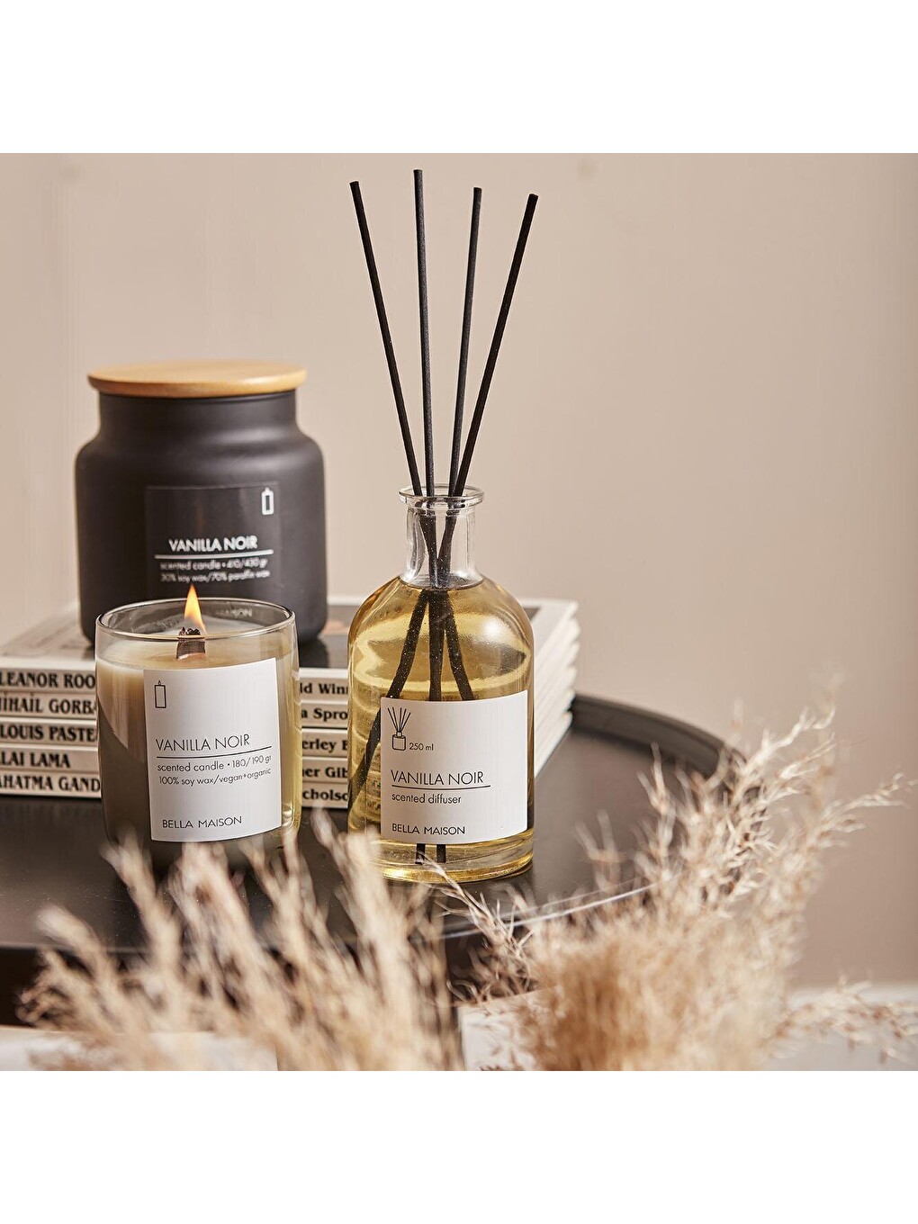Beyaz Vanilla Noir Ahşap Fitilli Soy Wax Mum-5