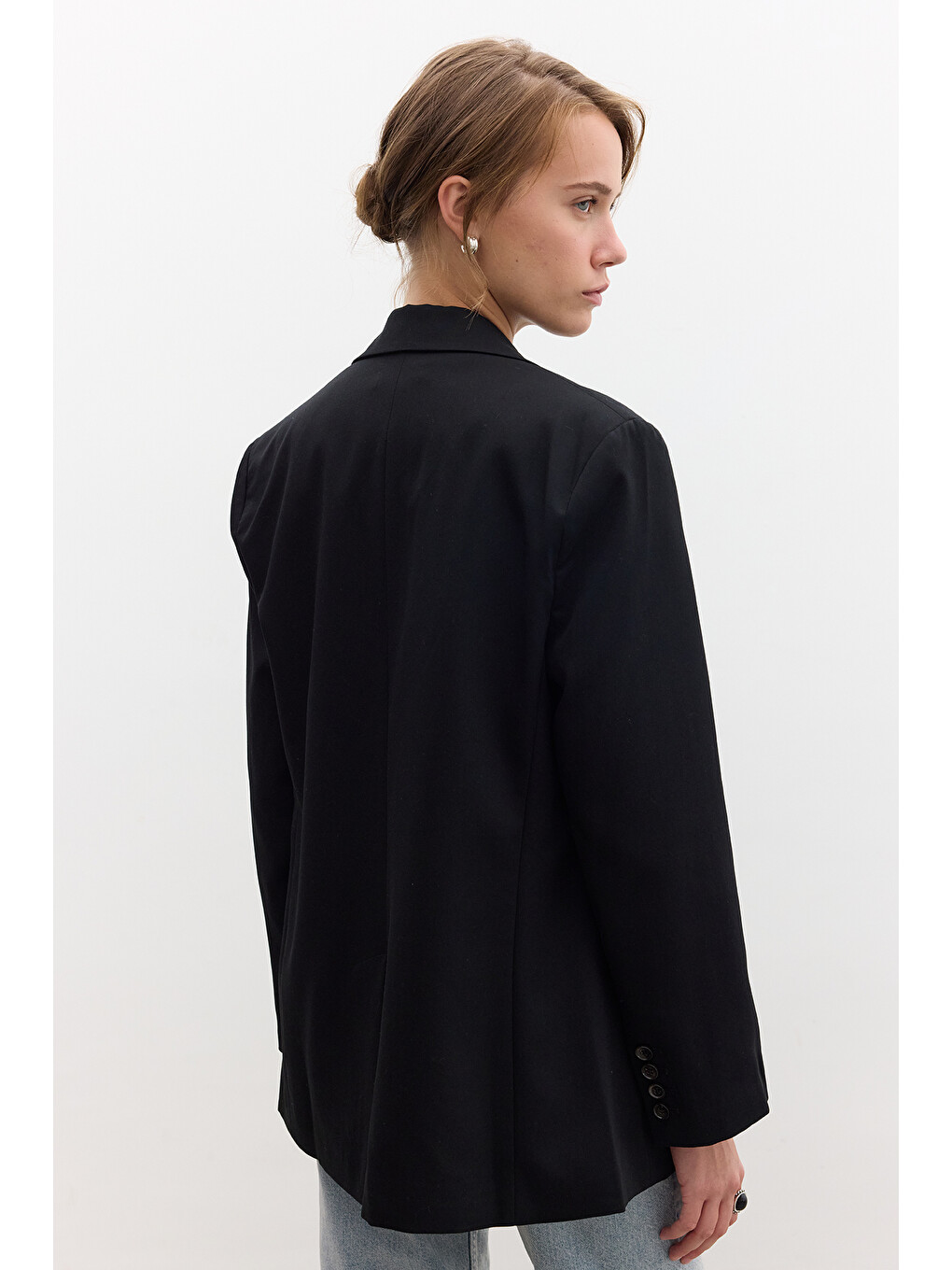 Klasik Kapamalı Blazer Ceket Siyah-7
