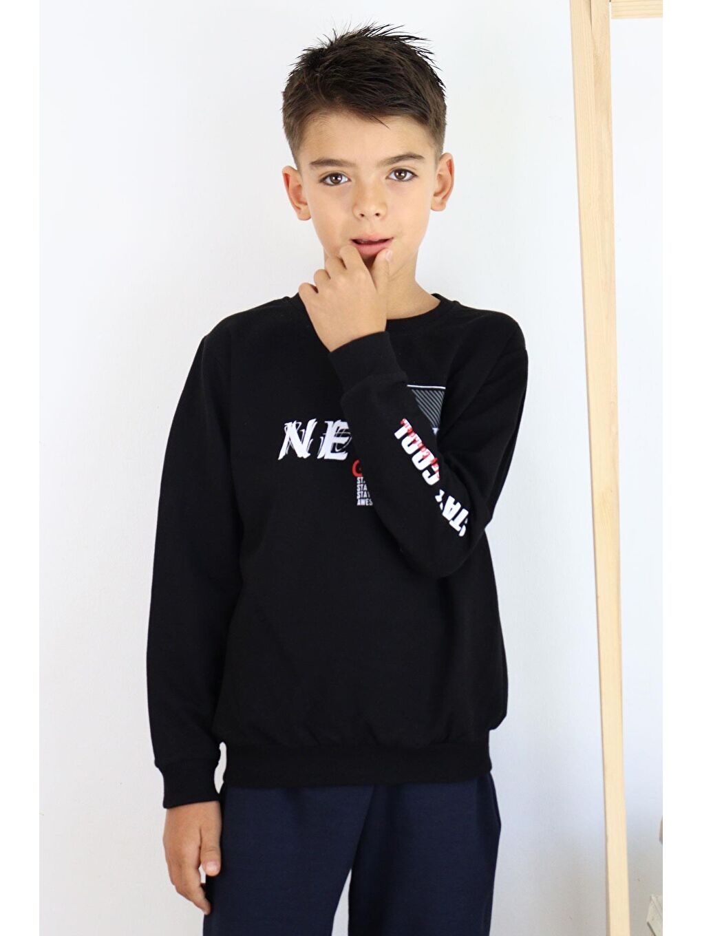 Breeze Siyah Erkek Çocuk Sweatshirt Motivasyon Temalı Siyah (8-12 Yaş)