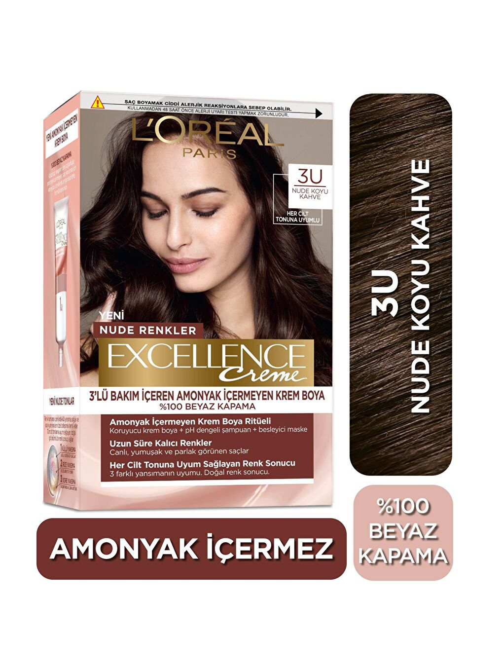 L'Oreal Paris Kahverengi Nude Renkler Saç Boyası - 3U Nude Koyu Kahve