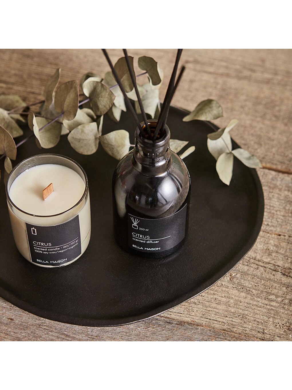 Siyah Citrus Ahşap Fitilli Soy Wax Mum-5
